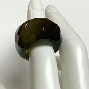 Greenish/Brownish Agate Faceted Ring SZ 7